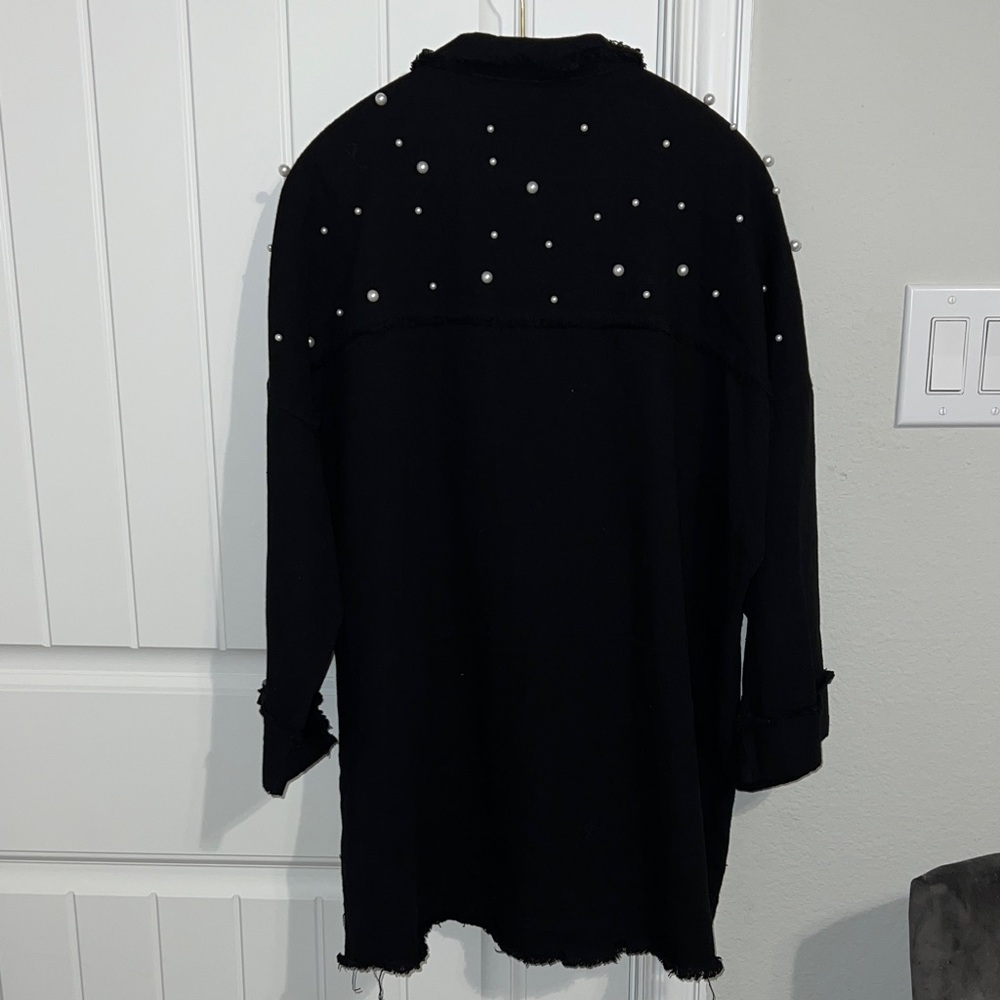 SHEIN Black Denim Jacket with Pearls!! - Picture 8 of 11